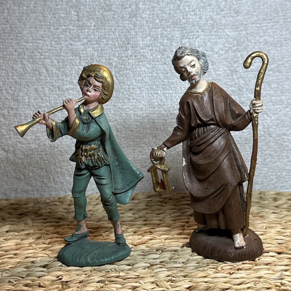 Vintage Shepherd Lantern Musician Nativity Figures Christmas Italy‎ Nativity